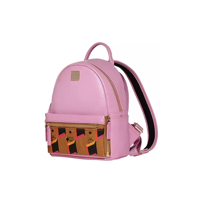 MCM PVC Leather Backpack Mini Women's Pink-1