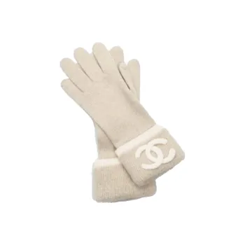 CHANEL Knit Gloves Women's Ecru