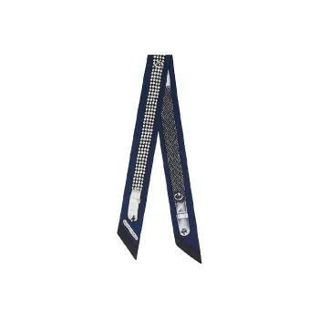 HERMES Silk Scarves Unisex Dark Blue & Black