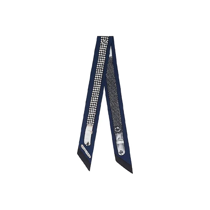 HERMES Twilly Silk Scarves Unisex Dark Blue & Black-0