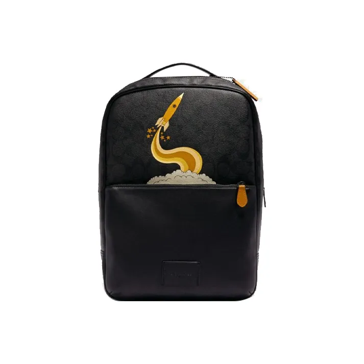 COACH Westway Cow Leather Backpack Regular Men's Black Monogram-0
