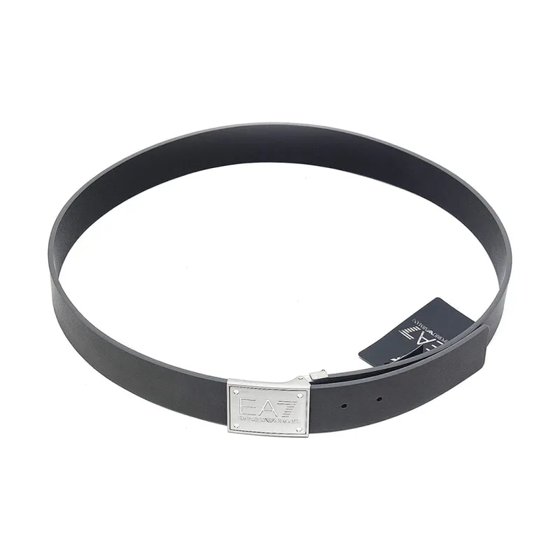 EMPORIO ARMANI Eagle Logo Buckle Double Sided In PU Leather Belts Men's Black Width 3.5 Cm-1