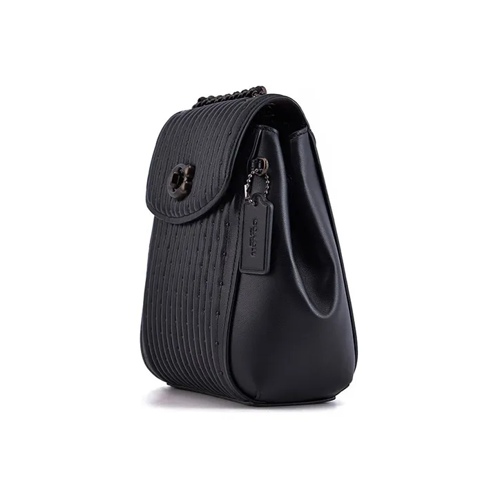 COACH Parker Sheepskin Backpack Mini Women's Black-3