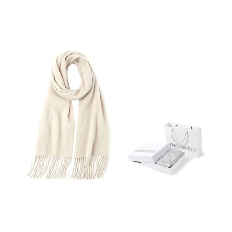 LENGKEORL Wool Knit Scarves Unisex Red-4