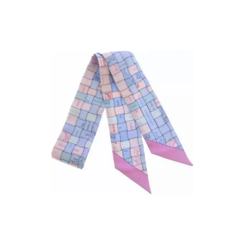 HERMES 2010s Bolduc Check Silk Scarf-0