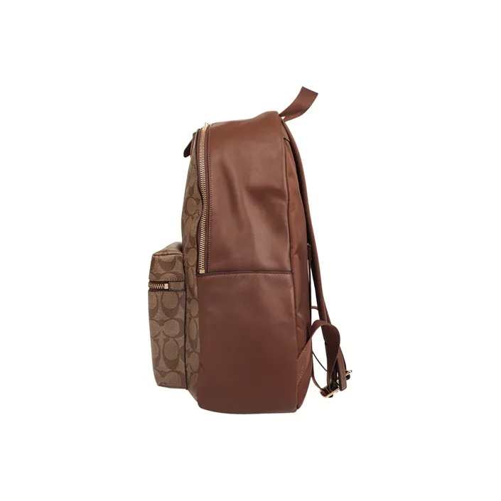 COACH Charlie Coated Canvas Backpack Large Size Women's Khaki-4
