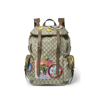 GUCCI Microfiber Fabric Backpack Unisex Ebony