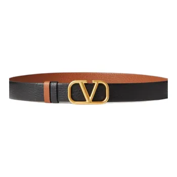 Valentino Calfskin Double Sided Leather Belts Unisex Width 3cm