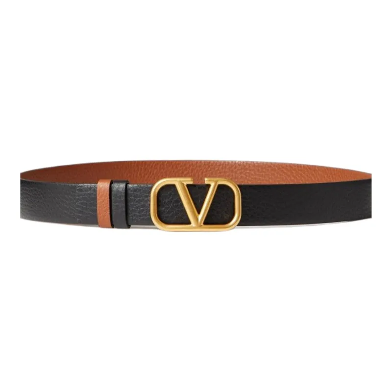 Valentino Calfskin Double Sided Leather Belts Unisex Width 3cm-0