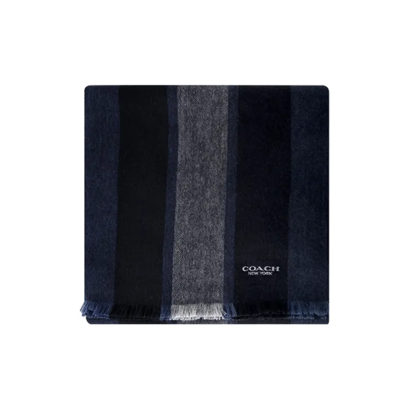 COACH Scarves Unisex Blue Black Gray-2