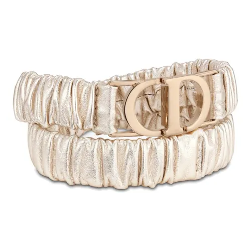 DIOR 30 Montaigne Leather Belts Women's Gold
