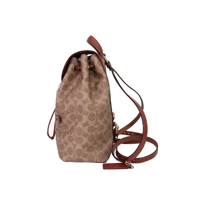 COACH Evie Canvas With Leather Backpack Medium Size Women's Brown Monogram-2