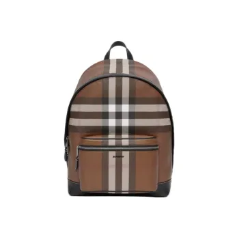 Burberry Leather Detail Backpack Unisex Dark Birch Brown/Multicolor Plaid