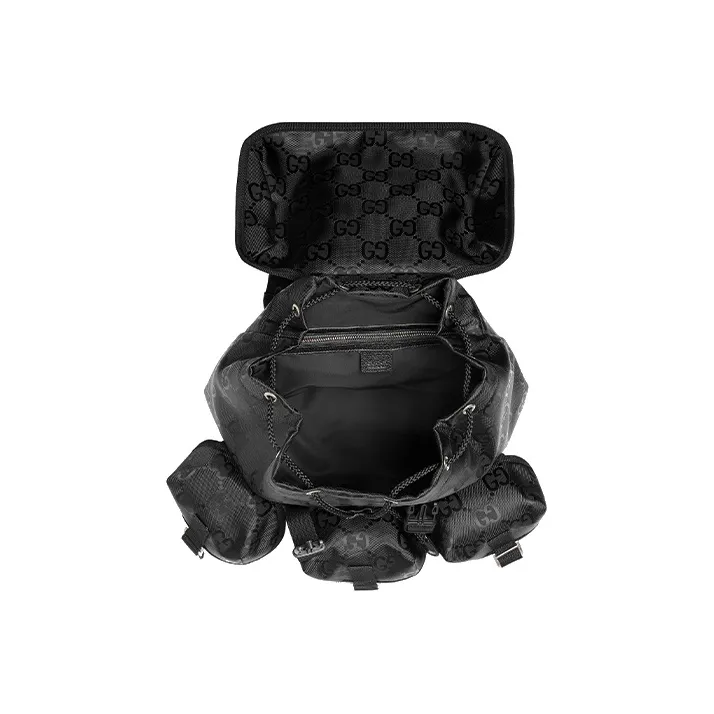 GUCCI Nylon With Leather Backpack Men's Black-5