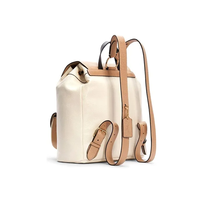 COACH Pennie Cow Leather Backpack Women's White & Brown-1