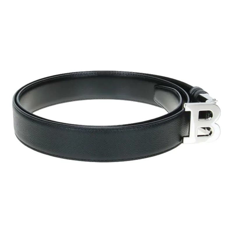 BALLY Smooth Buckle Cow Leather Belt Black Width  3.5 Cm Leather Belts Men's-1