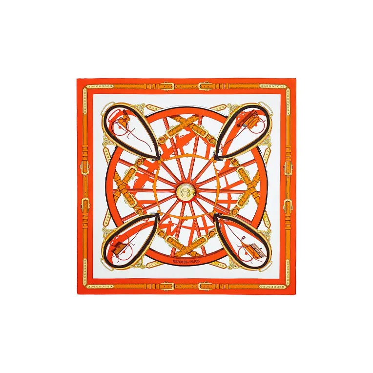 HERMES Silk Scarves Women's Orange-0