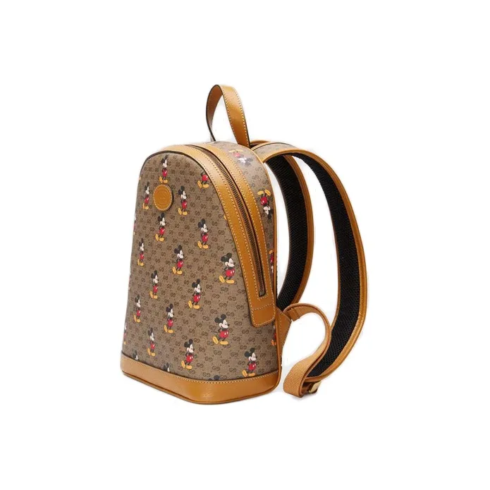 GUCCI X Disney Mickey Mouse Leather Backpack Beige Brown-2