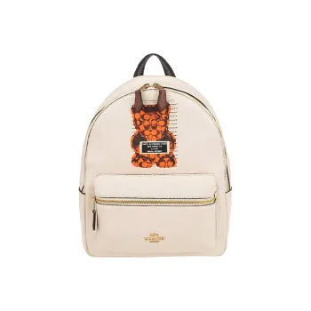 COACH Bear Collaboration Charlie Leather Backpack Large Size White