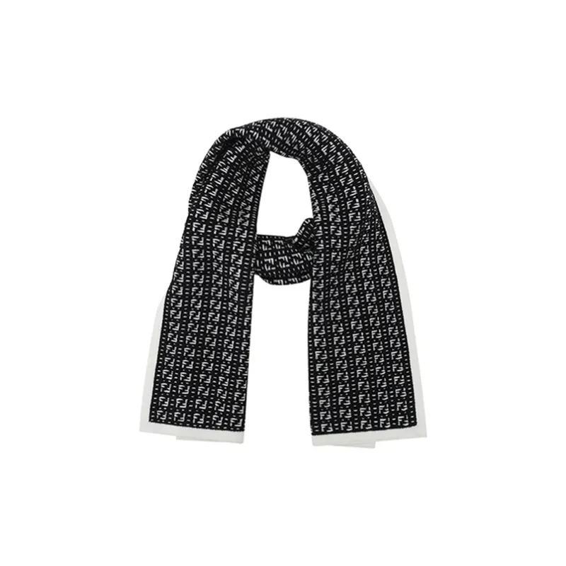 FENDI Knit Scarves Men Black White-3
