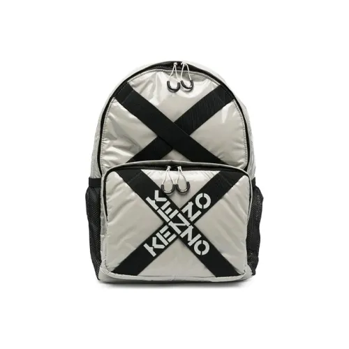 KENZO Letter Logo Fabric Backpack Medium Size Men's Gray