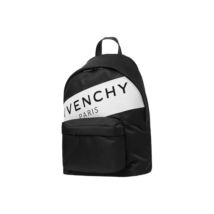 GIVENCHY Nylon Fabric Backpack Unisex Black/White-1