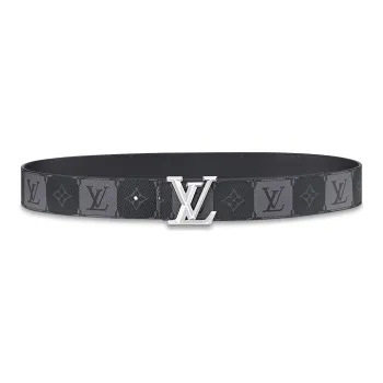 LOUIS VUITTON Double Sided Stud Buckle Cow Leather Belts Men's Gray Width 4cm