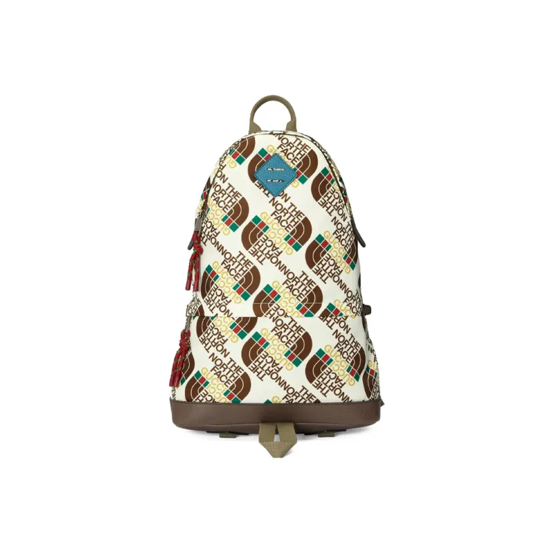 GUCCI The North Face Collaboration Nylon Fabric Backpack Medium Size Unisex Beige, Brown & Multicolor-0