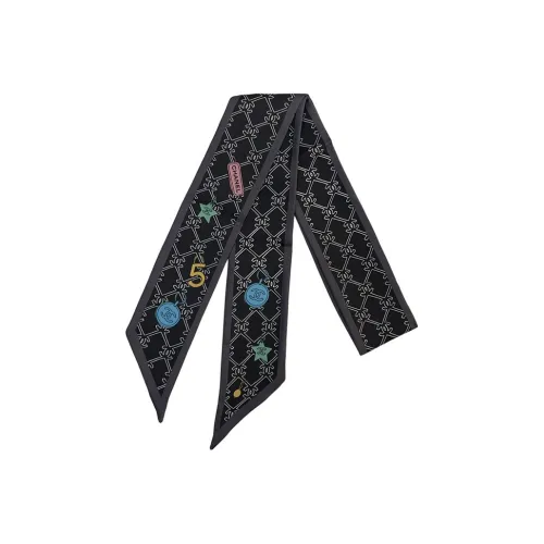 CHANEL Silk Scarves Women's Black