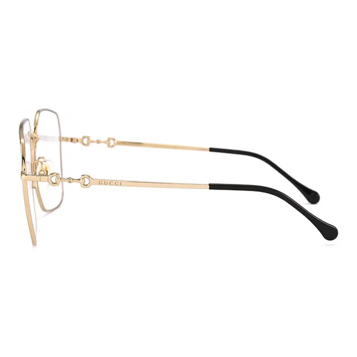 GUCCI Alloy Square Eyeglass Frames Unisex Gold-2