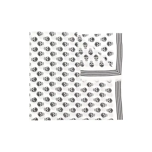 Alexander McQueen Silk Scarves Unisex White/Black