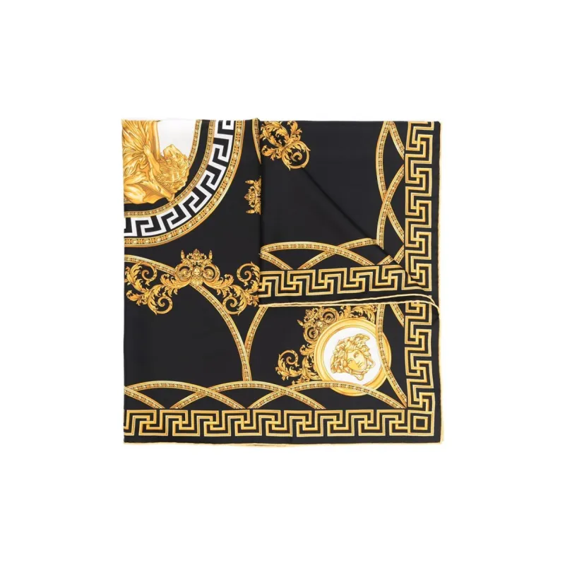 VERSACE Silk Scarves Women's Black-0