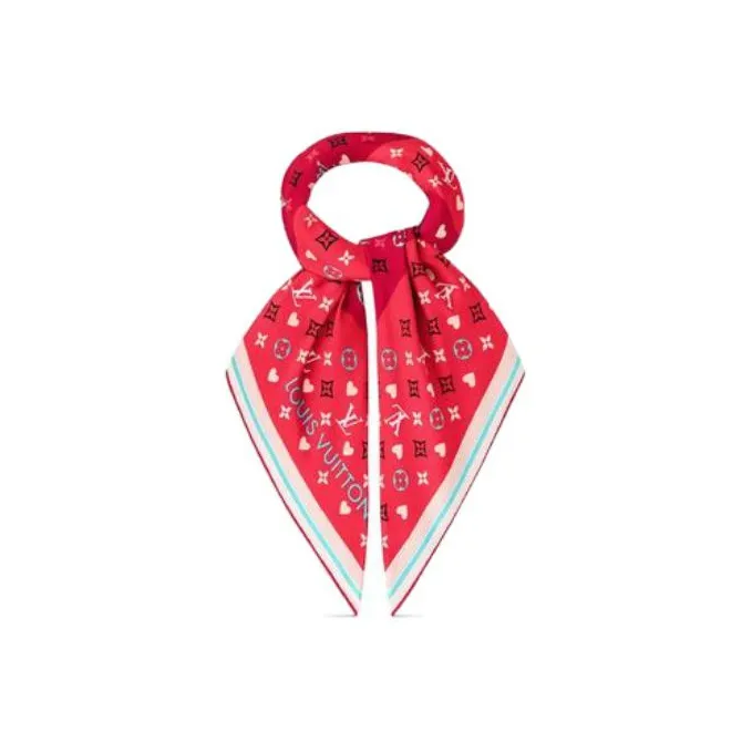 LOUIS VUITTON Game On Silk Scarf Women's Rose Red-1