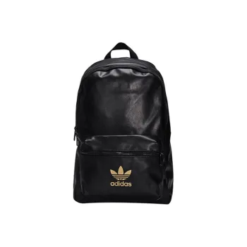 Adidas Originals Leather Backpack Regular Women's Black Gold Color Scheme