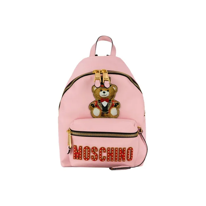 MOSCHINO Teddy Polyurethane Backpack Women's Pink-0