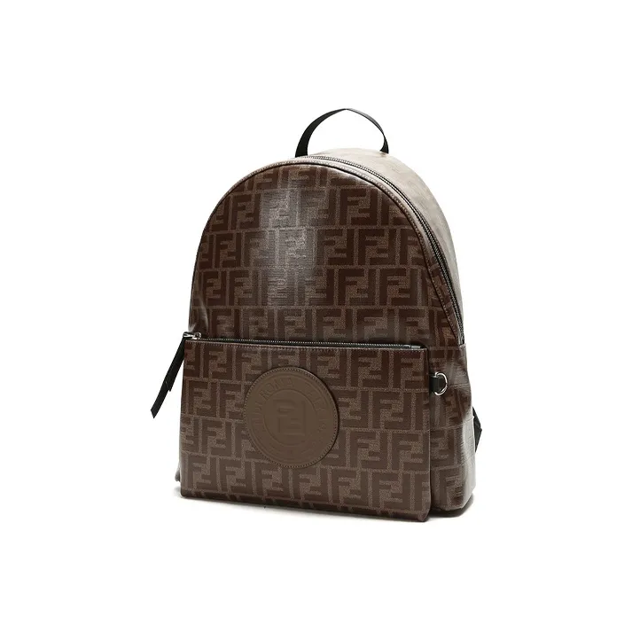 FENDI Coated Canvas With Leather Backpack Regular Men's Brown-1