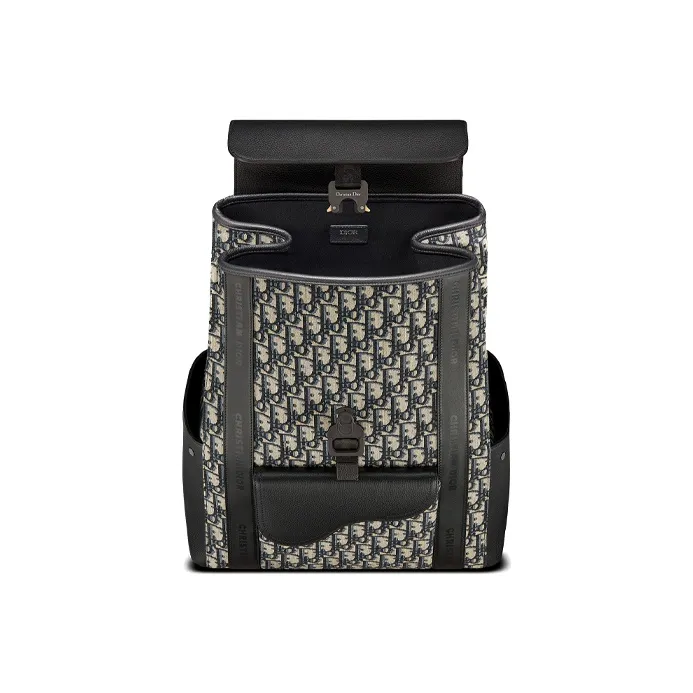 DIOR Grained Cow Leather Saddle Bag Backpack Men's Beige/Black-2