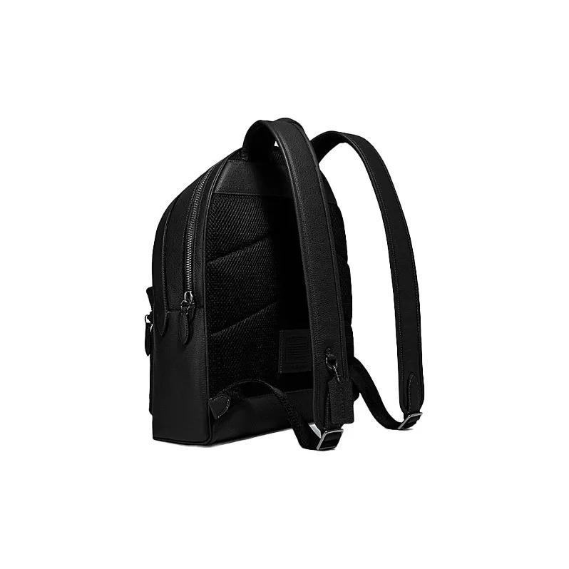 COACH Charter Glossy Pebbled Leather Backpack Large Size Men's Black-1