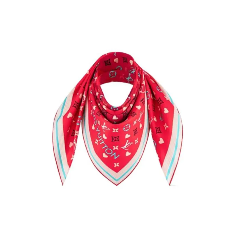 LOUIS VUITTON Game On Silk Scarf Women's Rose Red-2