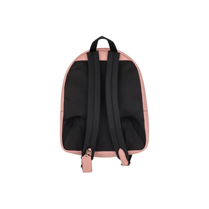 COACH Canvas With Artificial Leather Backpack Medium Size Women's Khaki & Pink-3
