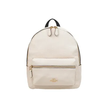 COACH Charlie Leather Backpack Medium Size Women's White
