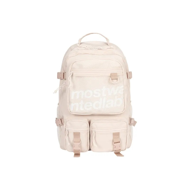 MostwantedLab Polyester Backpack Large Size Unisex Ecru-1