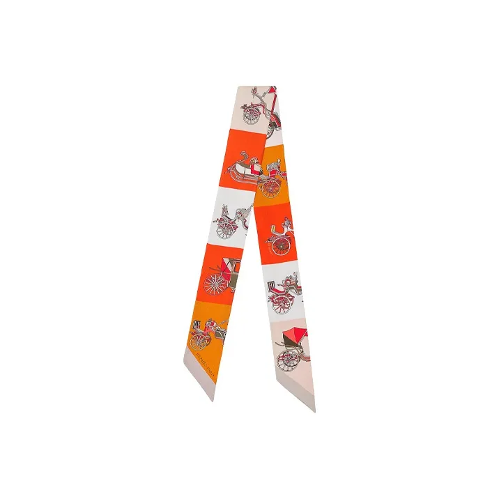 HERMES Silk Scarves Unisex Orange-0