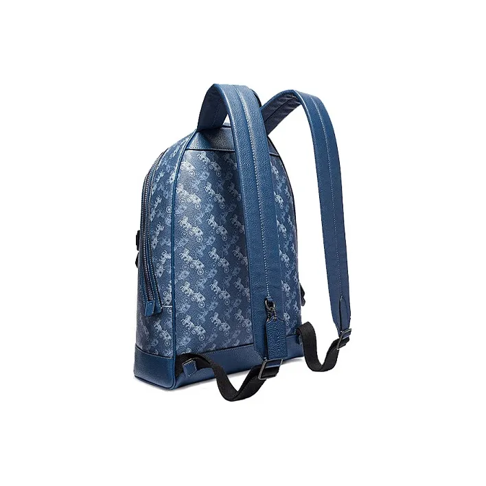 COACH Barrow Canvas With Artificial Leather Backpack Men's Blue-1