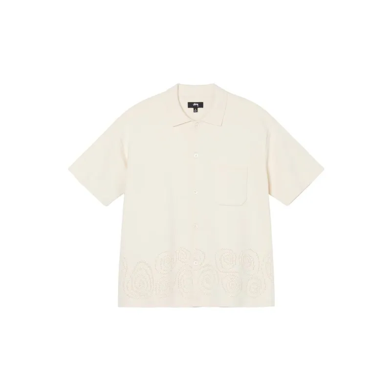 Stussy Perforated Swirl Knit Shirt Black L - POIZON