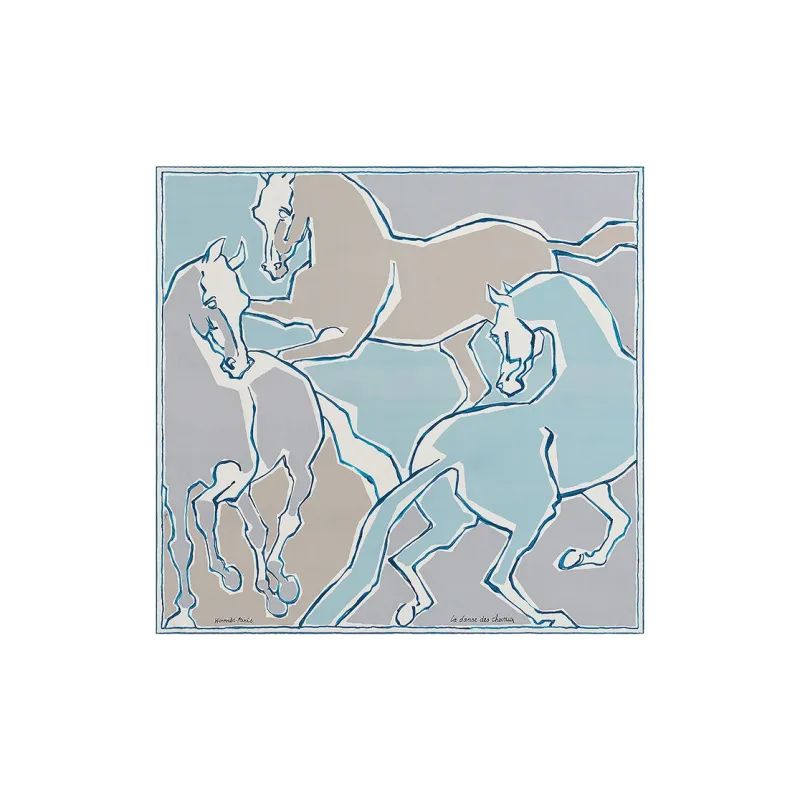HERMES Silk Scarves Women's Ocean/Cobalt/Chestnut-2