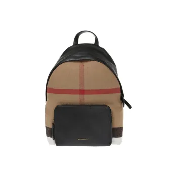 Burberry Canvas With Leather Backpack Regular Unisex Black & Yellow Brown