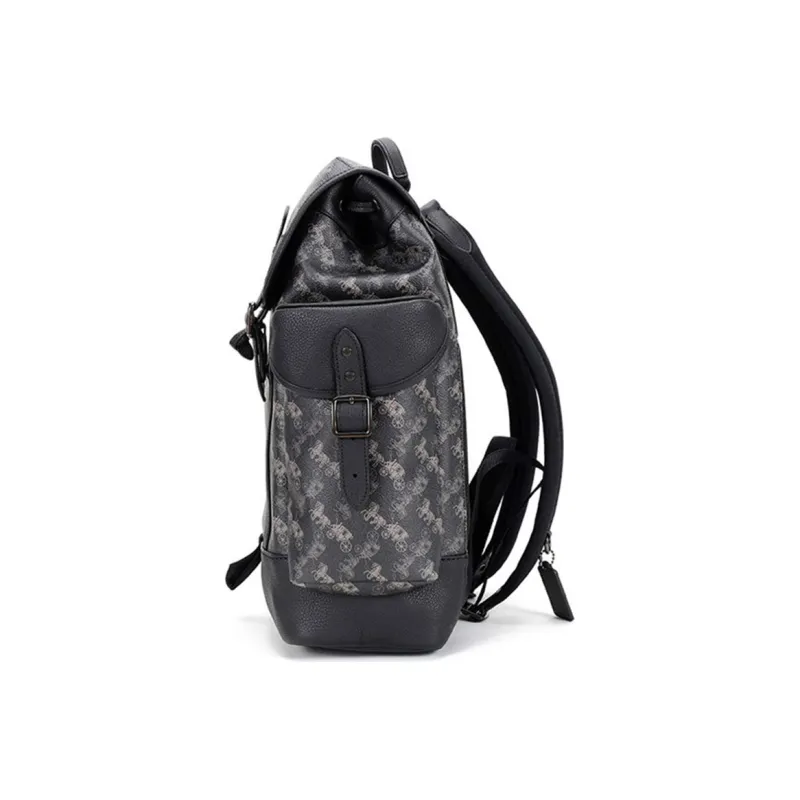 COACH Hitch Leather Backpack Large Size Men's Charcoal Black-2