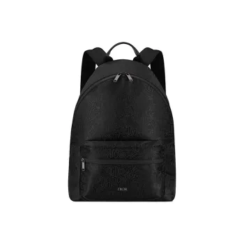 DIOR Stussy Rider Collaboration Monogram Canvas Backpack Unisex Black