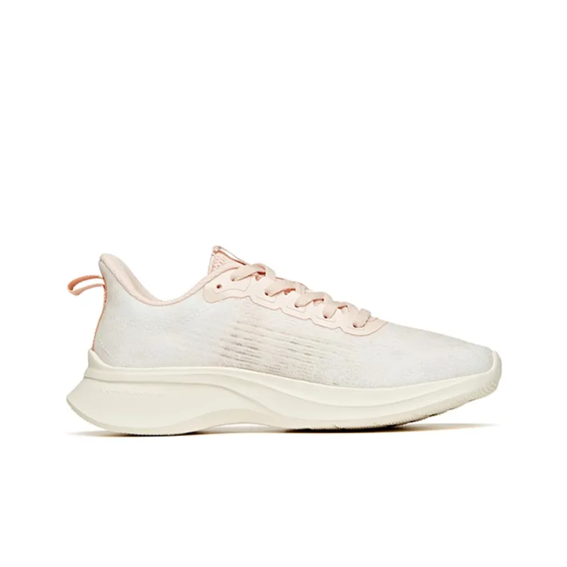 Anta Cushioned Anti-Slip Wear-Resistant Breathable Lightweight Low-Top Running Shoes Women's White Pink-1